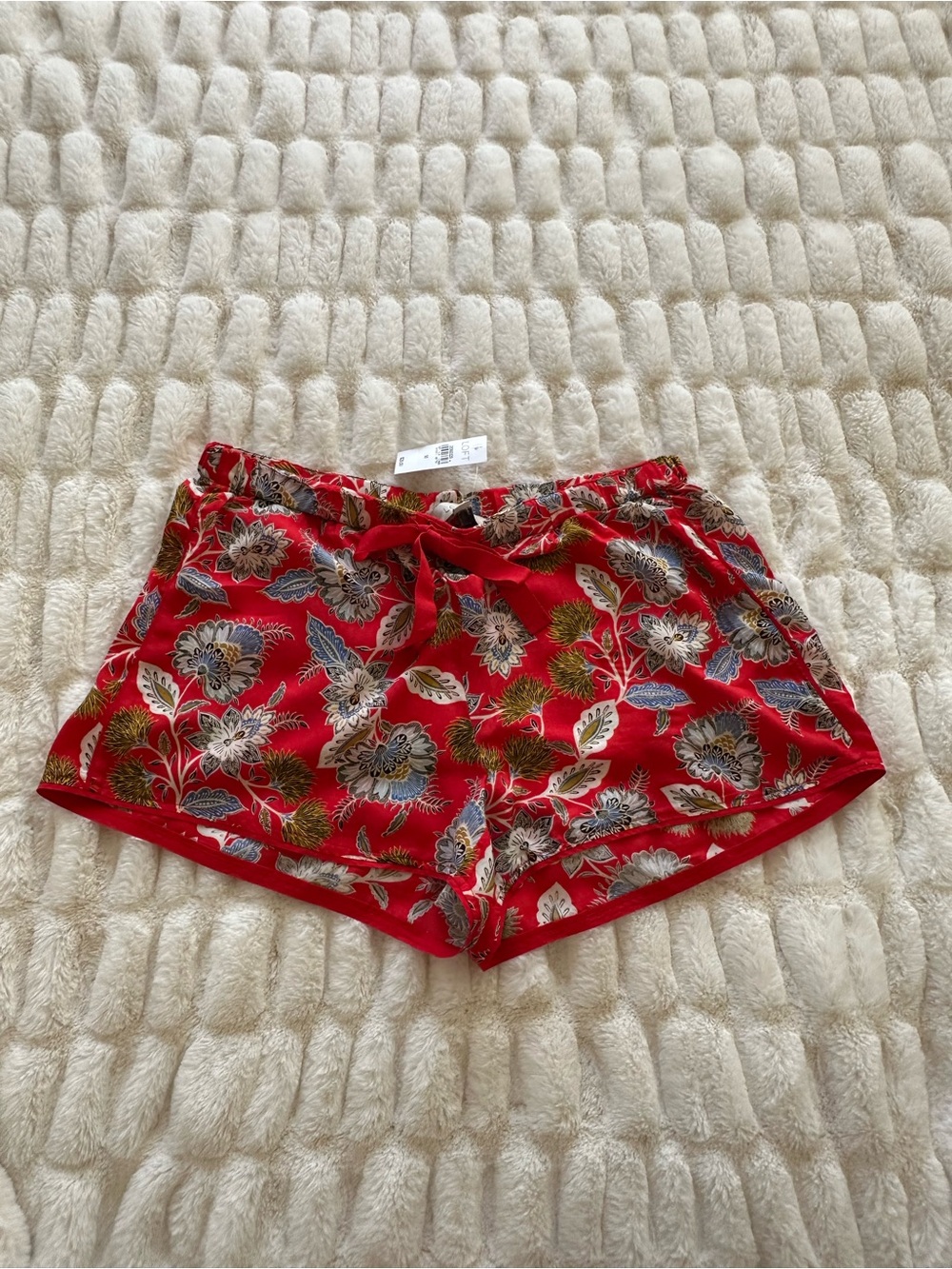 LOFT Red Floral Pajama Lounge Shorts
